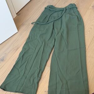 High-Waist Wide Leg Pants in Olive Green